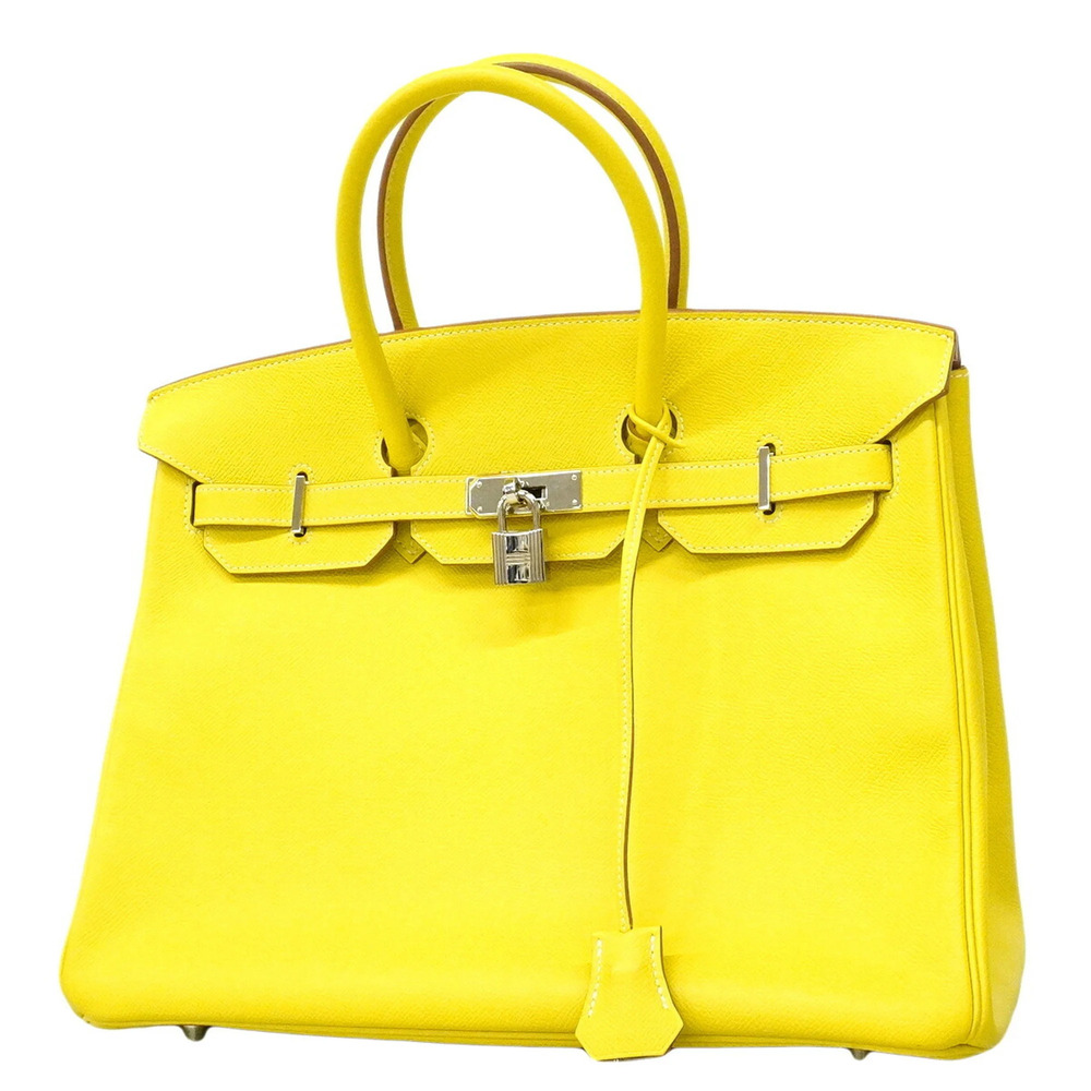 Hermes Birkin 35 Candy Handbag, Veau Epsom Leather, Lime Pearl Grey, □O Stamp...